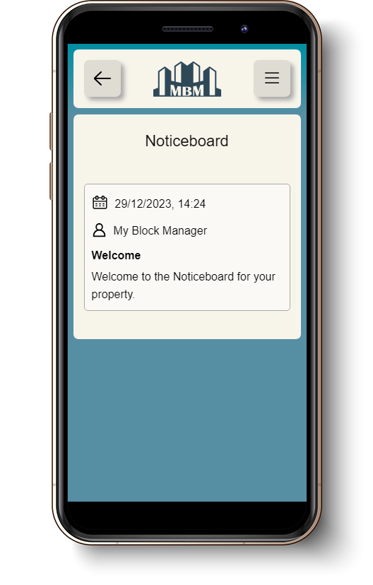 My Block Manager Noticeboard Demo Screenshot